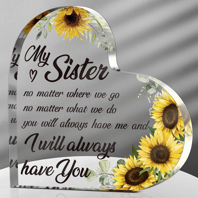 Acrylic Bestie or Sister Gift, Sunflower Friendship Present for Birthdays & Thank Yous