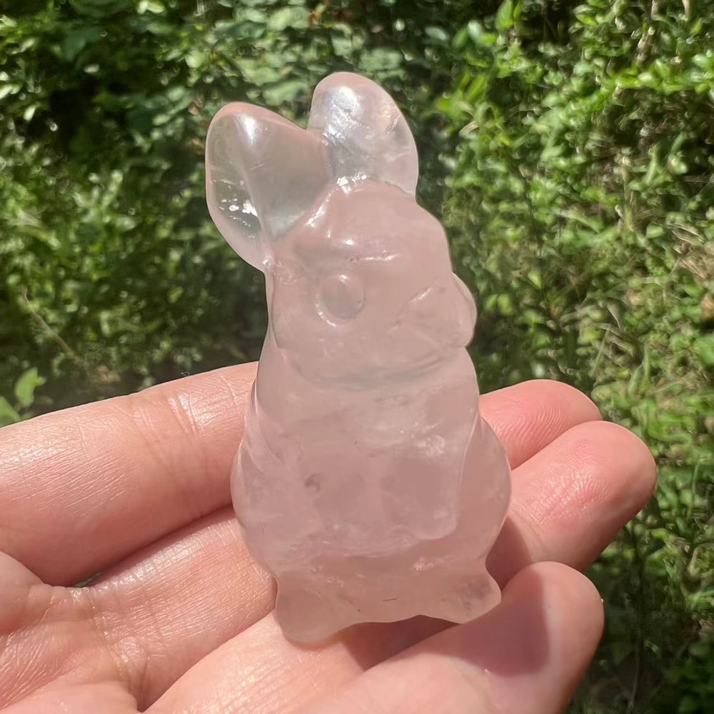 Healing Crystal Rose Quartz Opal Animal Statue, Hand Carved Gemstone Home Decoration Figurine