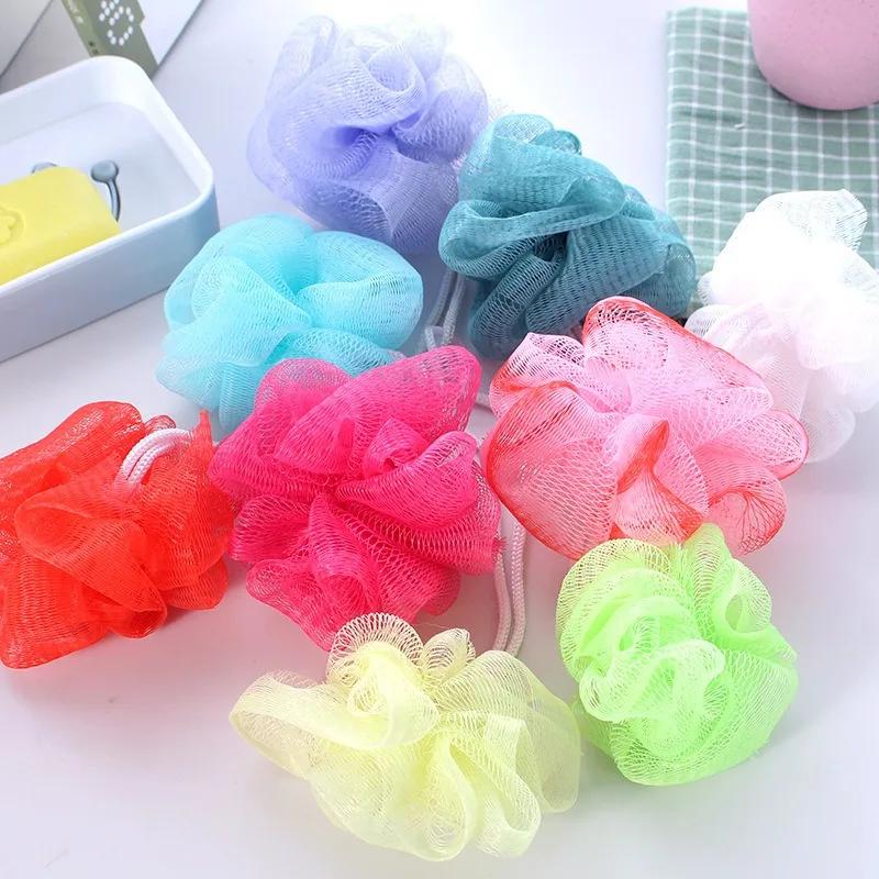 Exfoliate Puff Sponge Mesh Net Bath Shower Soap Bubble Body Wash, Ball Bath Brushes Random Color Wholesale