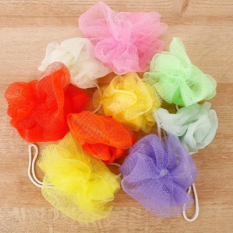 Exfoliate Puff Sponge Mesh Net Bath Shower Soap Bubble Body Wash, Ball Bath Brushes Random Color Wholesale