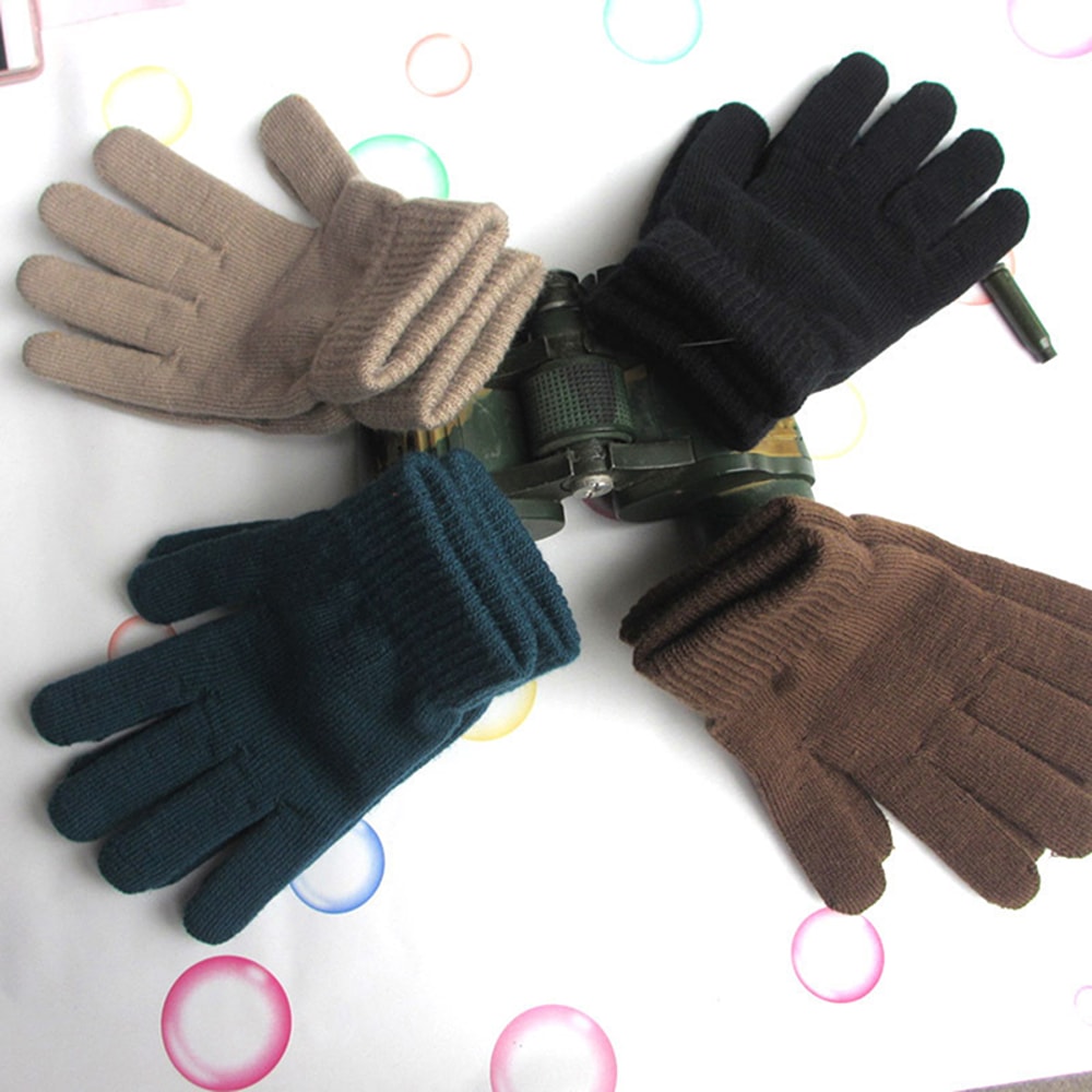 Knitted Women Gloves, Solid Winter Hand Warmer, Full Fingered Mittens