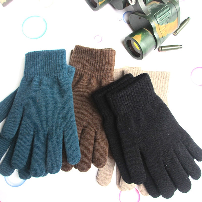 Knitted Women Gloves, Solid Winter Hand Warmer, Full Fingered Mittens