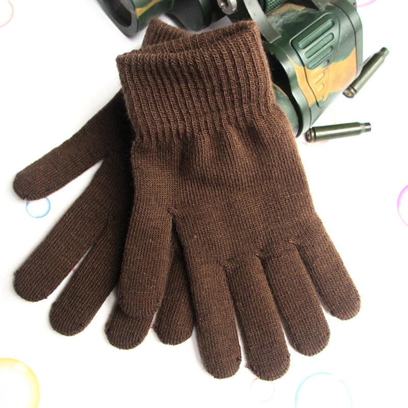 Knitted Women Gloves, Solid Winter Hand Warmer, Full Fingered Mittens
