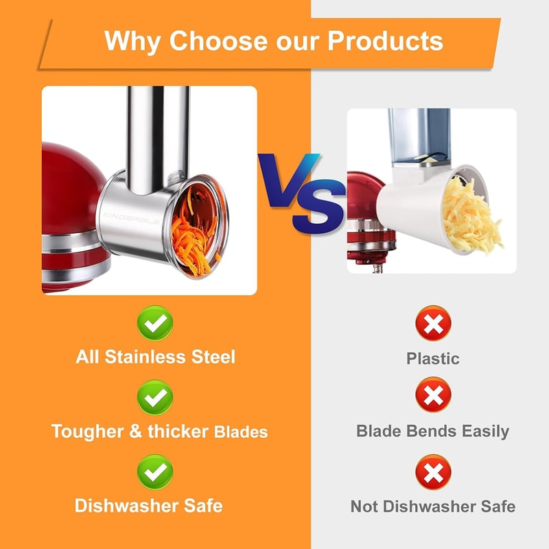 Dishwasher Safe Steel Slicer Shredder Attachment For KitchenAid Mixers Vegetable Cheese Grater 2