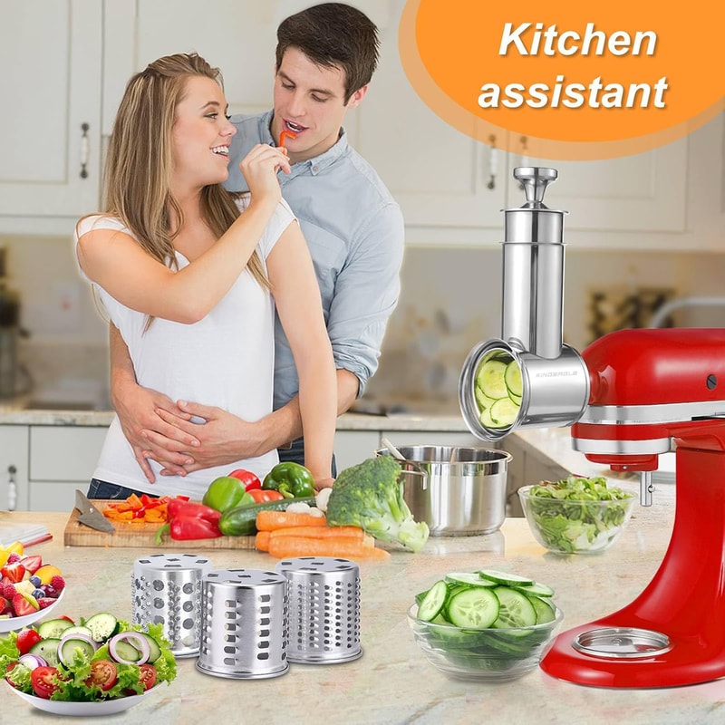 Dishwasher Safe Steel Slicer Shredder Attachment For KitchenAid Mixers Vegetable Cheese Grater 3