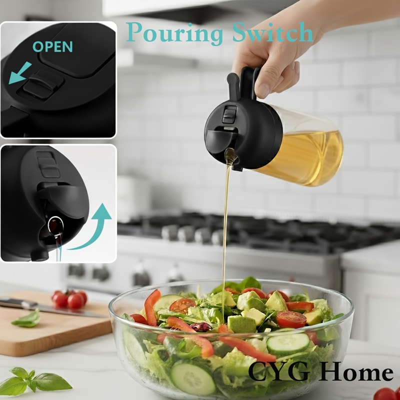 Drip-Proof Dual-Use Spray & Pour for Air Fryer, Olive Oil & Soy Sauce, Easy to Clean