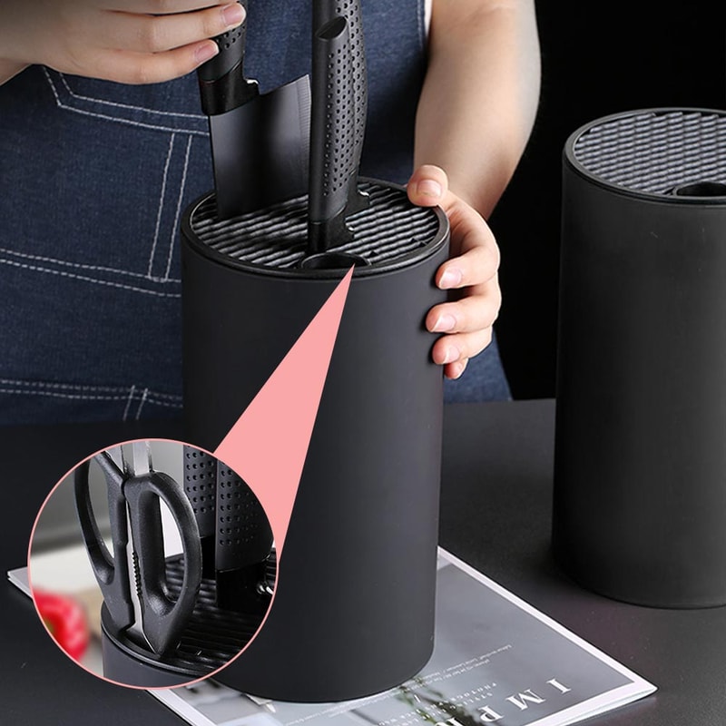 Plastic Knife Holder Bucket Drainable Kitchen Knife Stand Storage Organizer 2