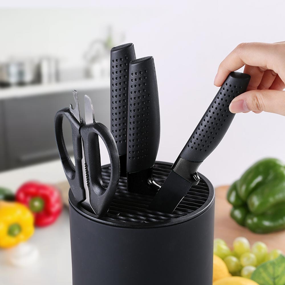 Plastic Knife Holder Bucket Drainable Kitchen Knife Stand Storage Organizer 3
