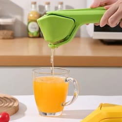 compact lemon squeezer, manual citrus juicer that folds for space-saving storage