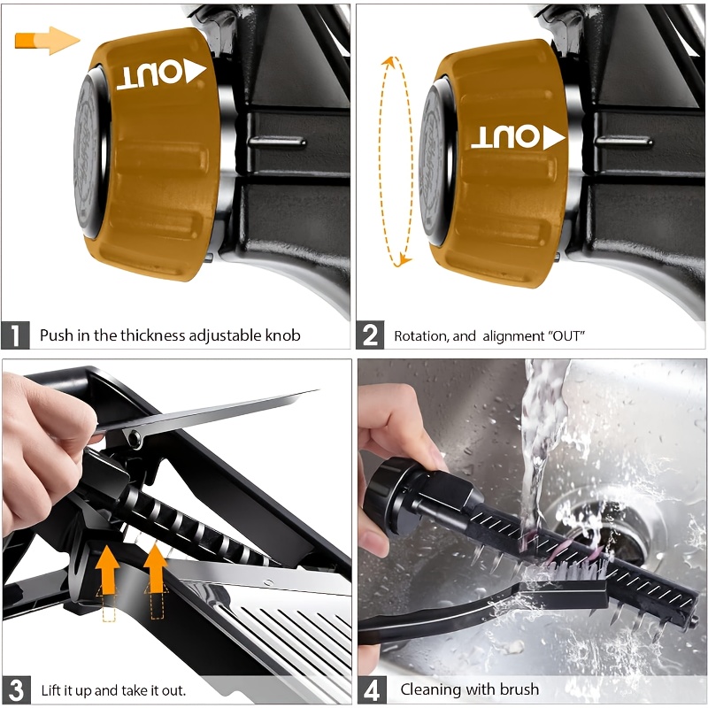 Blades & Holder - Safe Hand Guard Food Chopper for Vegetables, Easy Clean Design