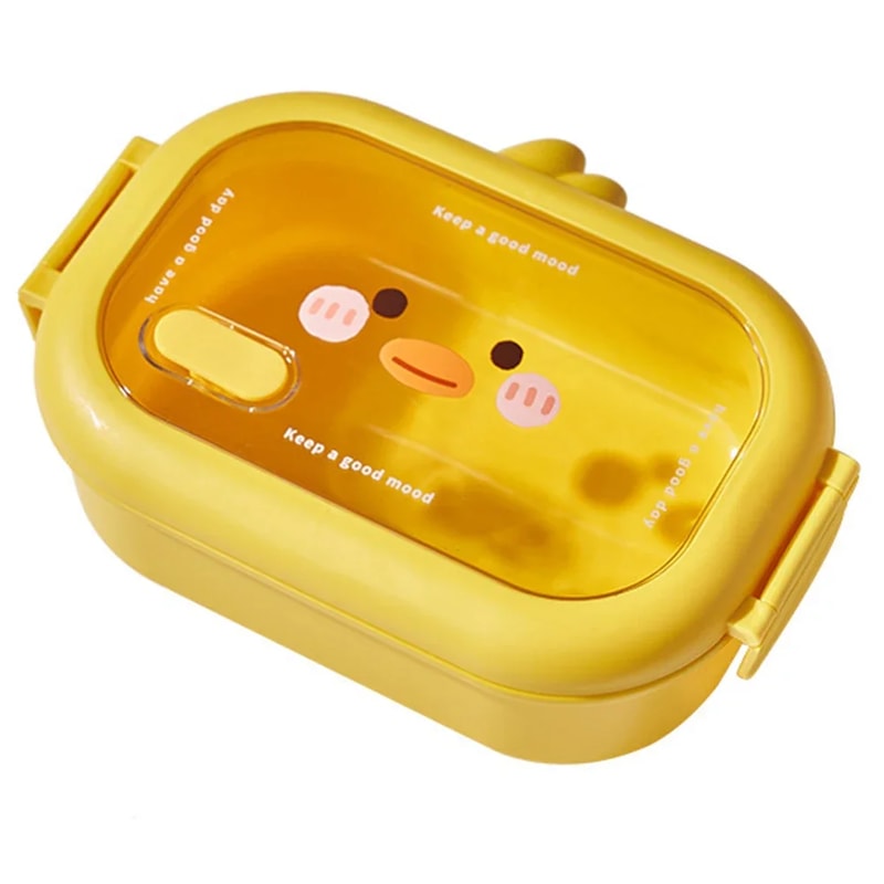 Portable Food Container, Kawaii Stainless Steel Bento Box for Kids with Double-Sided Clip Seal