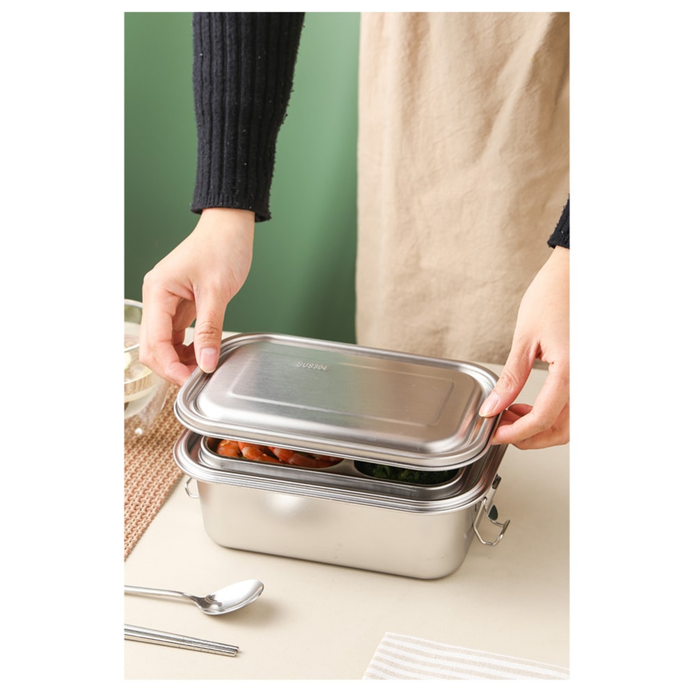 Food Container, Double Layer Stainless Steel Bento Box for Adults and Students