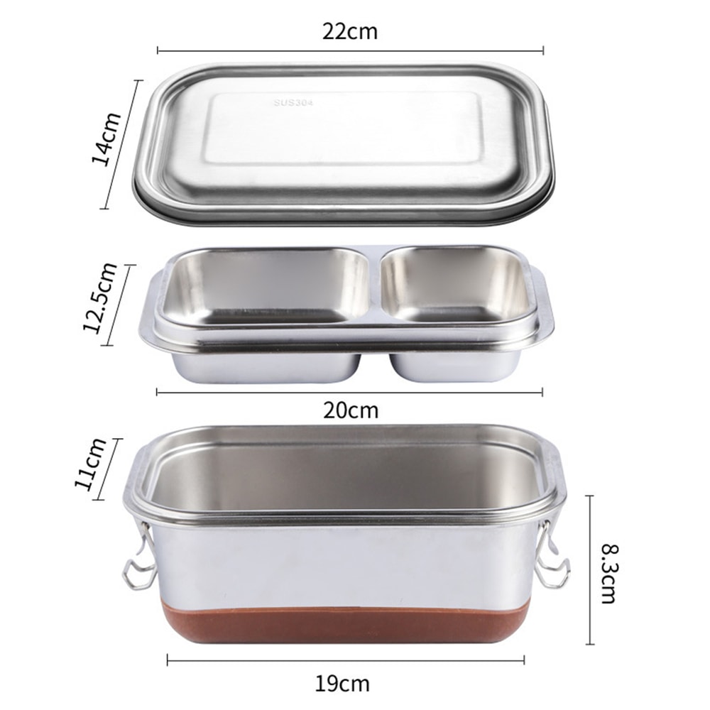 Food Container, Double Layer Stainless Steel Bento Box for Adults and Students