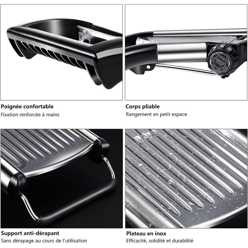 Stainless Steel Kitchen Slicer, Adjustable Mandoline Food Slicer for Vegetables and Fruits