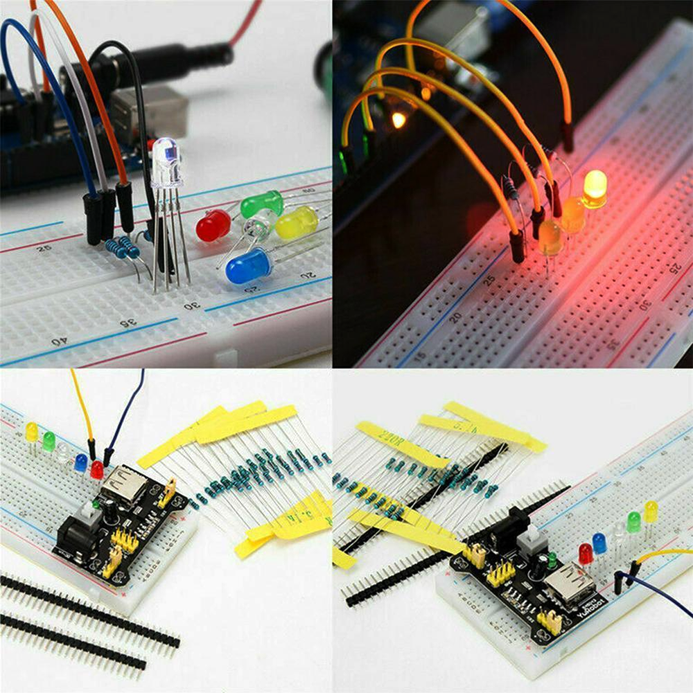 Electronic Component Set With Tie-points Breadboard, Complete DIY Kit for Electronics Projects