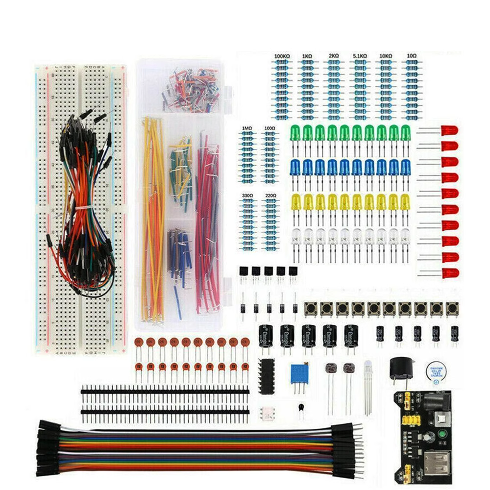 Electronic Component Set With Tie-points Breadboard, Complete DIY Kit for Electronics Projects