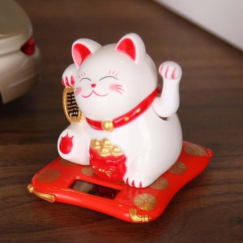 Cute Solar Powered Cat Statue, Windshield Decor for Home/Office