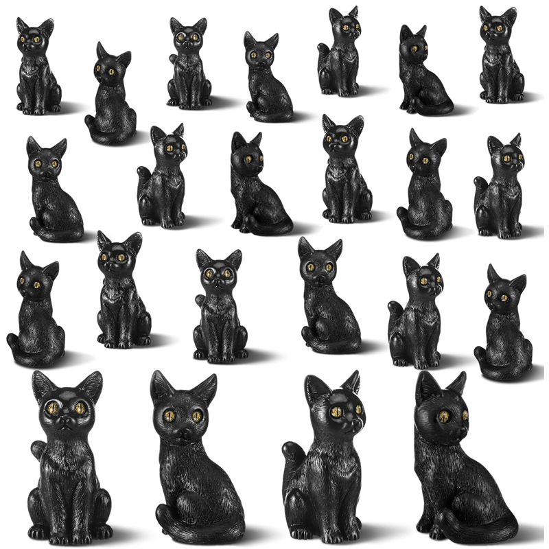 Miniature Resin Black Cat Halloween Figurines, Animals Figurines, Garden Decoration, Micro Landscape Accessories