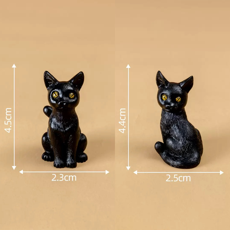 Miniature Resin Black Cat Halloween Figurines, Animals Figurines, Garden Decoration, Micro Landscape Accessories