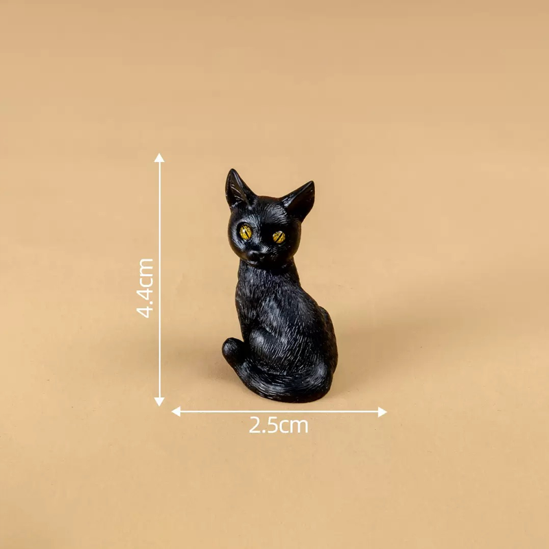 Miniature Resin Black Cat Halloween Figurines, Animals Figurines, Garden Decoration, Micro Landscape Accessories