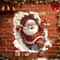 Santa Breaking Brick Wall Sticker, Santa Claus Wall Decal for Living Room, Christmas Decorations for Home Party