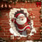 Santa Breaking Brick Wall Sticker, Santa Claus Wall Decal for Living Room, Christmas Decorations for Home Party