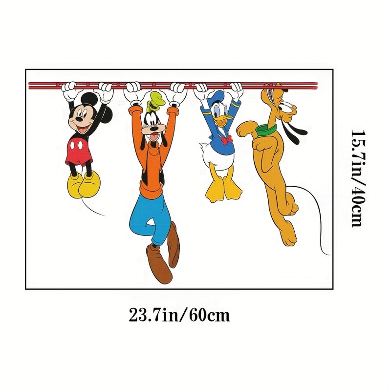 Cartoon Style Mickey and Donald Duck Pvc Self-Adhesive Wall Sticker, Christmas Party Home Decoration