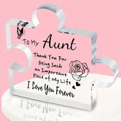 carved acrylic auntie puzzle plaque, birthday & christmas gift from niece/nephew