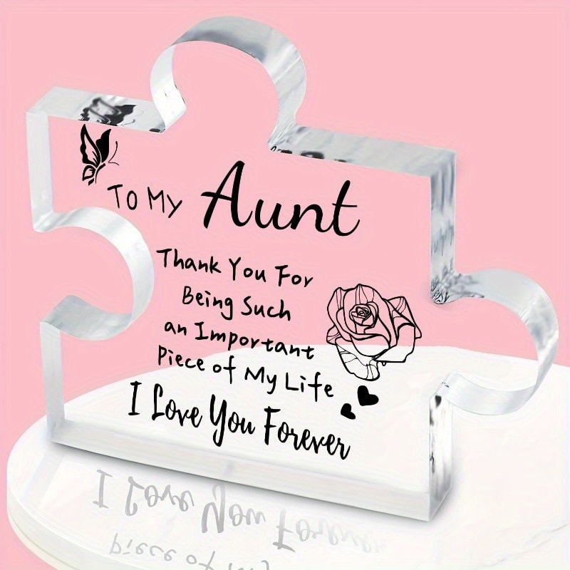 Carved Acrylic Auntie Puzzle Plaque, Birthday & Christmas Gift from Niece/Nephew