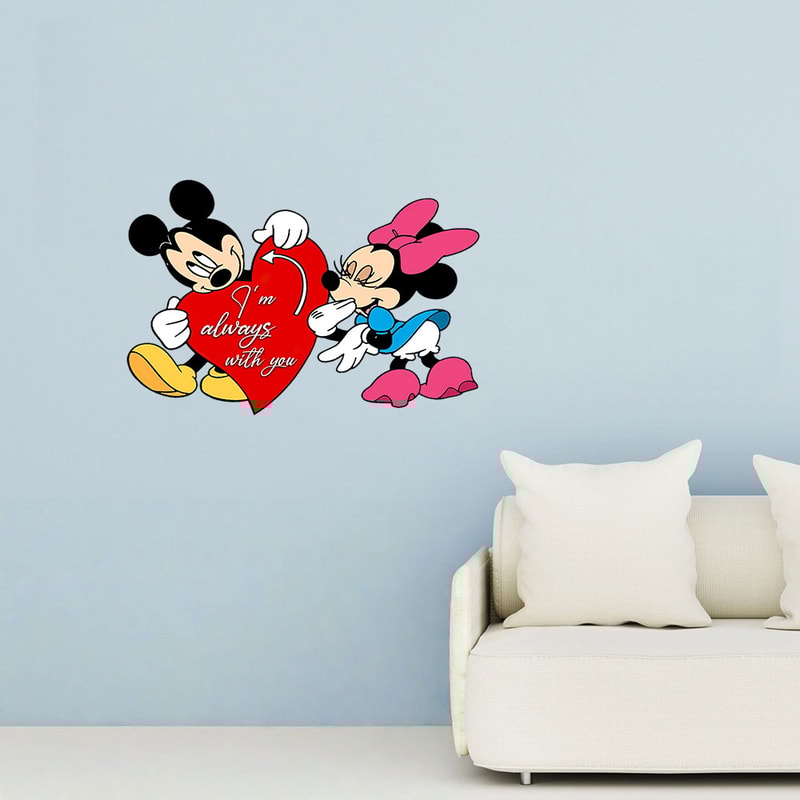 Disney Romantic Valentine's Day Sticker, Mickey and Minnie Heart Slogan for Walls, Mirrors, Porches, Home Decor