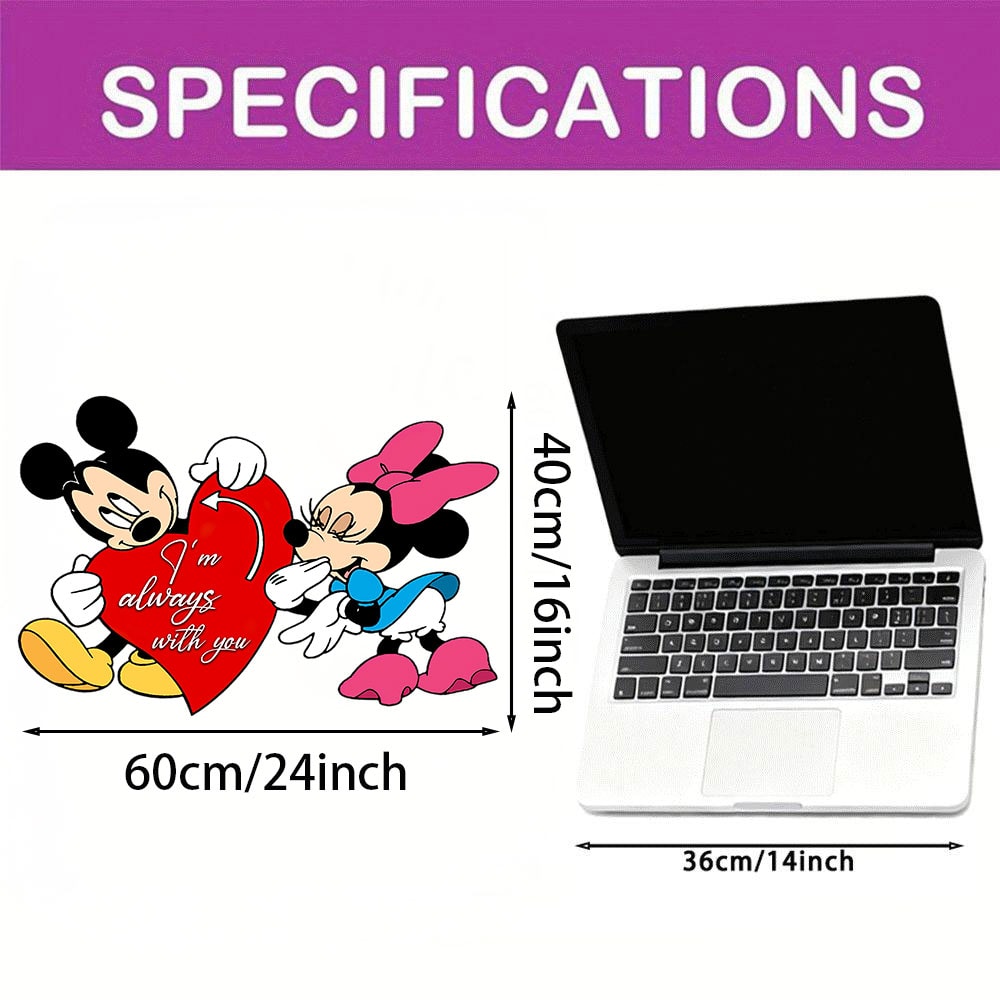 Disney Romantic Valentine's Day Sticker, Mickey and Minnie Heart Slogan for Walls, Mirrors, Porches, Home Decor