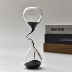 modern style home decor, curve design black hourglass, aesthetic sand clock glass craft