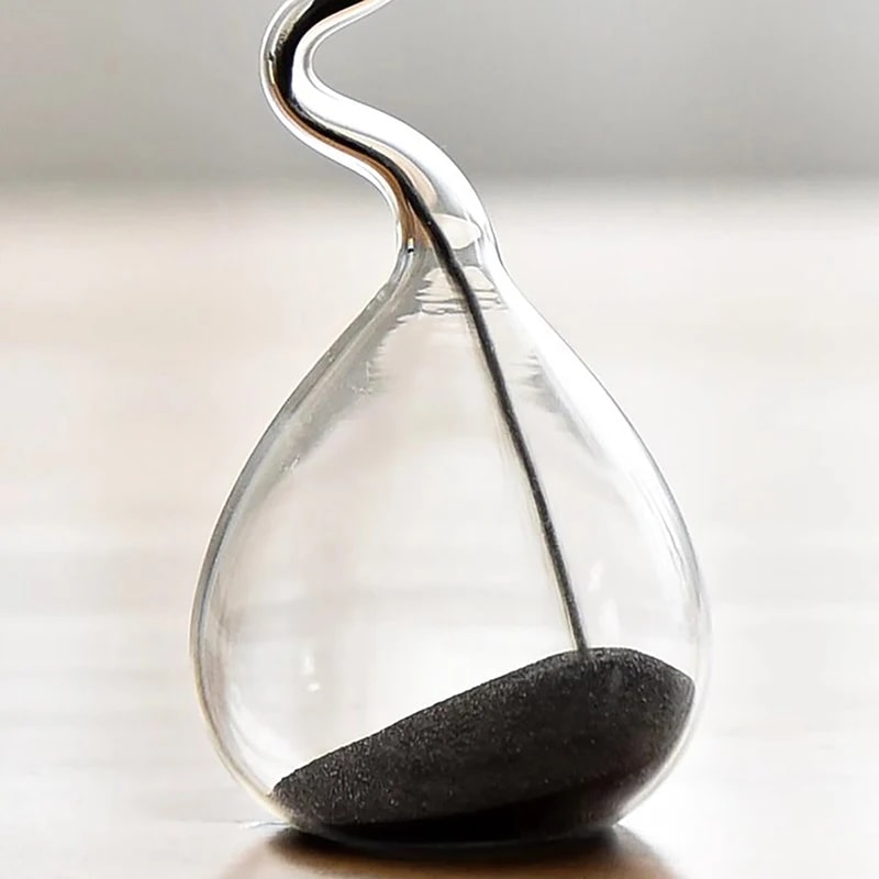 Modern Style Home Decor, Curve Design Black Hourglass, Aesthetic Sand Clock Glass Craft