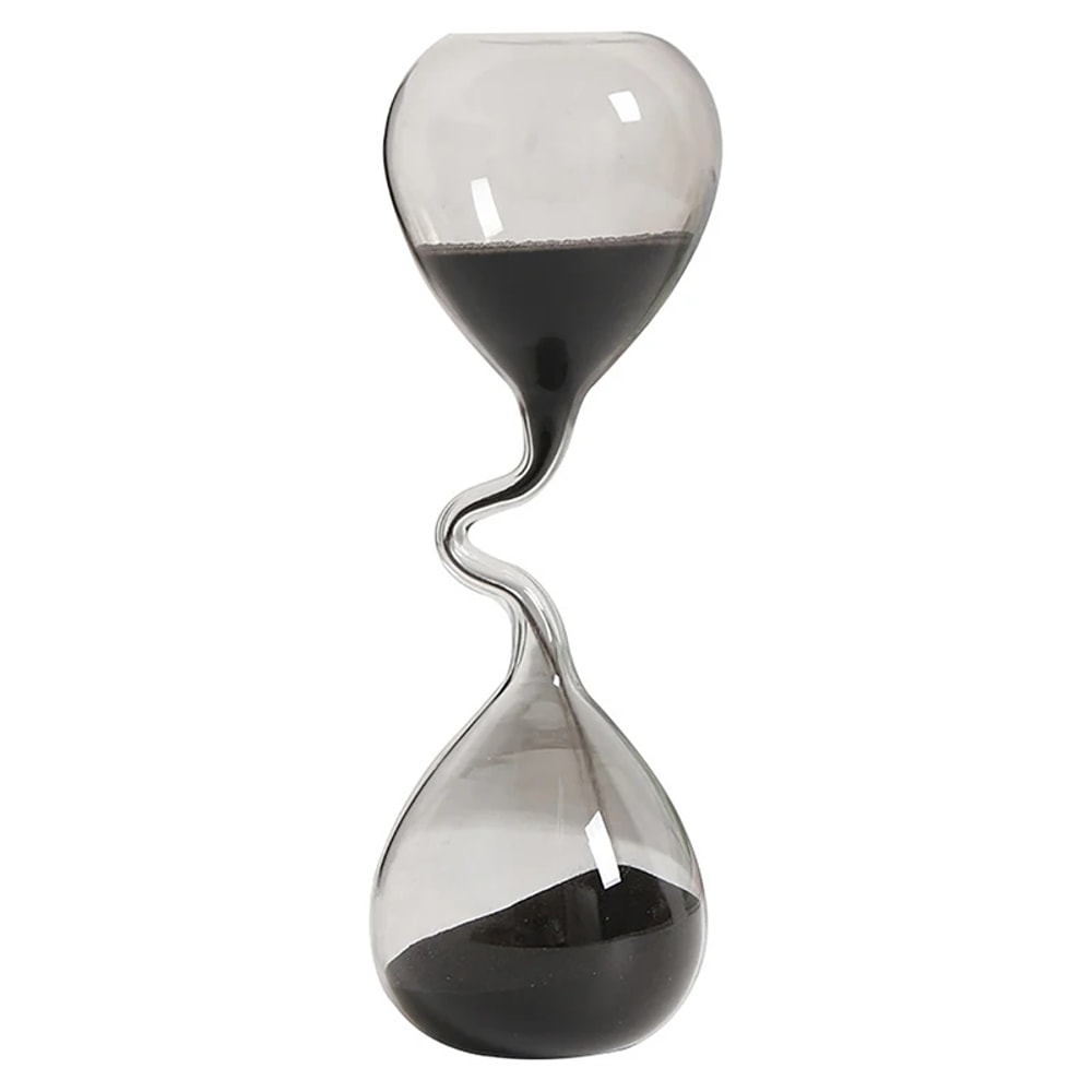 Modern Style Home Decor, Curve Design Black Hourglass, Aesthetic Sand Clock Glass Craft