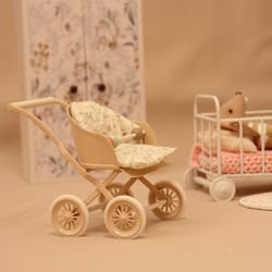 baby stroller furniture in lotus pink and light green for dollhouse