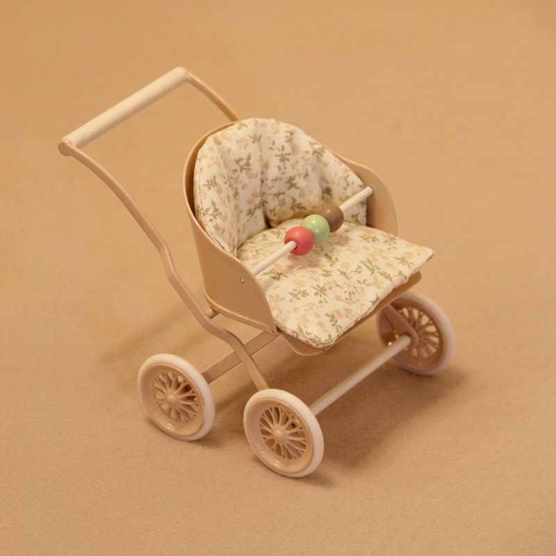 Baby Stroller Furniture in Lotus Pink and Light Green for Dollhouse