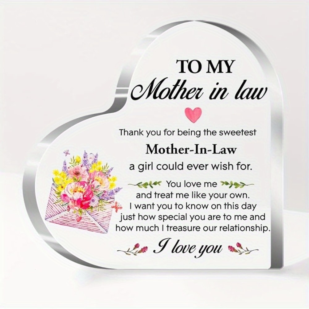 Acrylic Heart Plaque: Mother-in-Law Birthday Gift - Thank You From Daughter-in-Law