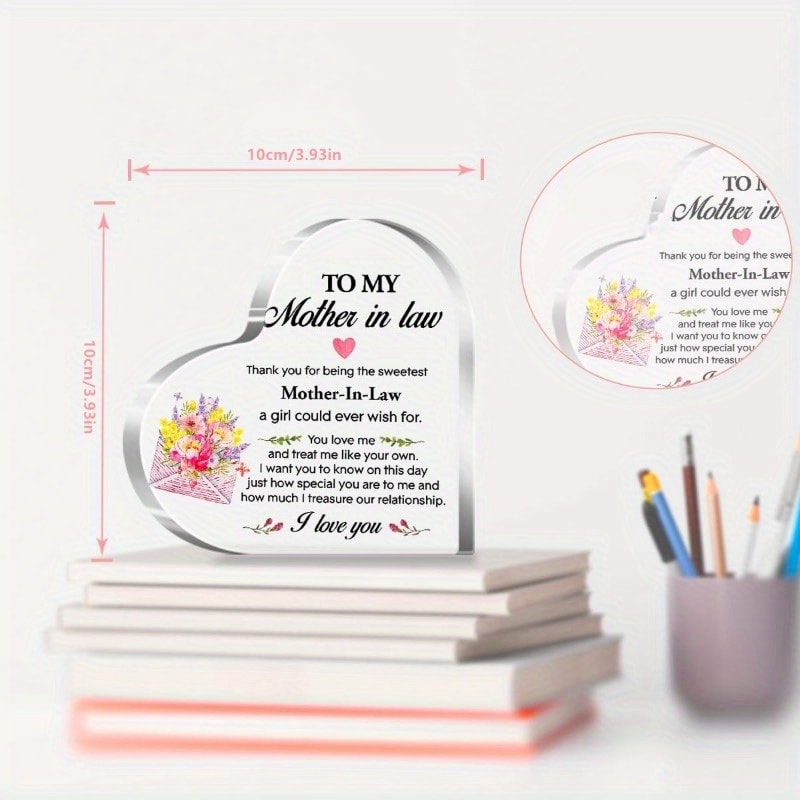 Acrylic Heart Plaque: Mother-in-Law Birthday Gift - Thank You From Daughter-in-Law