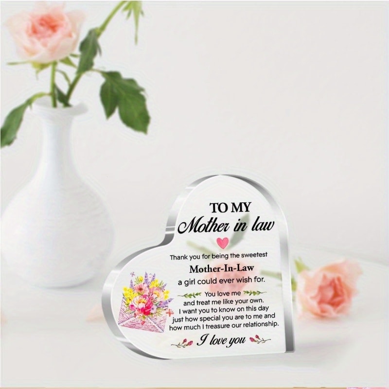 Acrylic Heart Plaque: Mother-in-Law Birthday Gift - Thank You From Daughter-in-Law