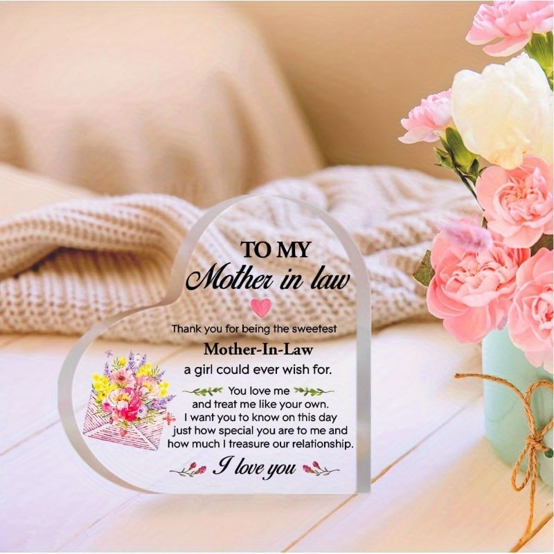 Acrylic Heart Plaque: Mother-in-Law Birthday Gift - Thank You From Daughter-in-Law