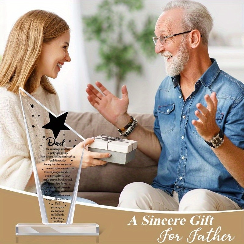 Sympathy Thankful Quotes Dad Acrylic Gift, Stylish Table Decor for Father's Day from Son/Daughter