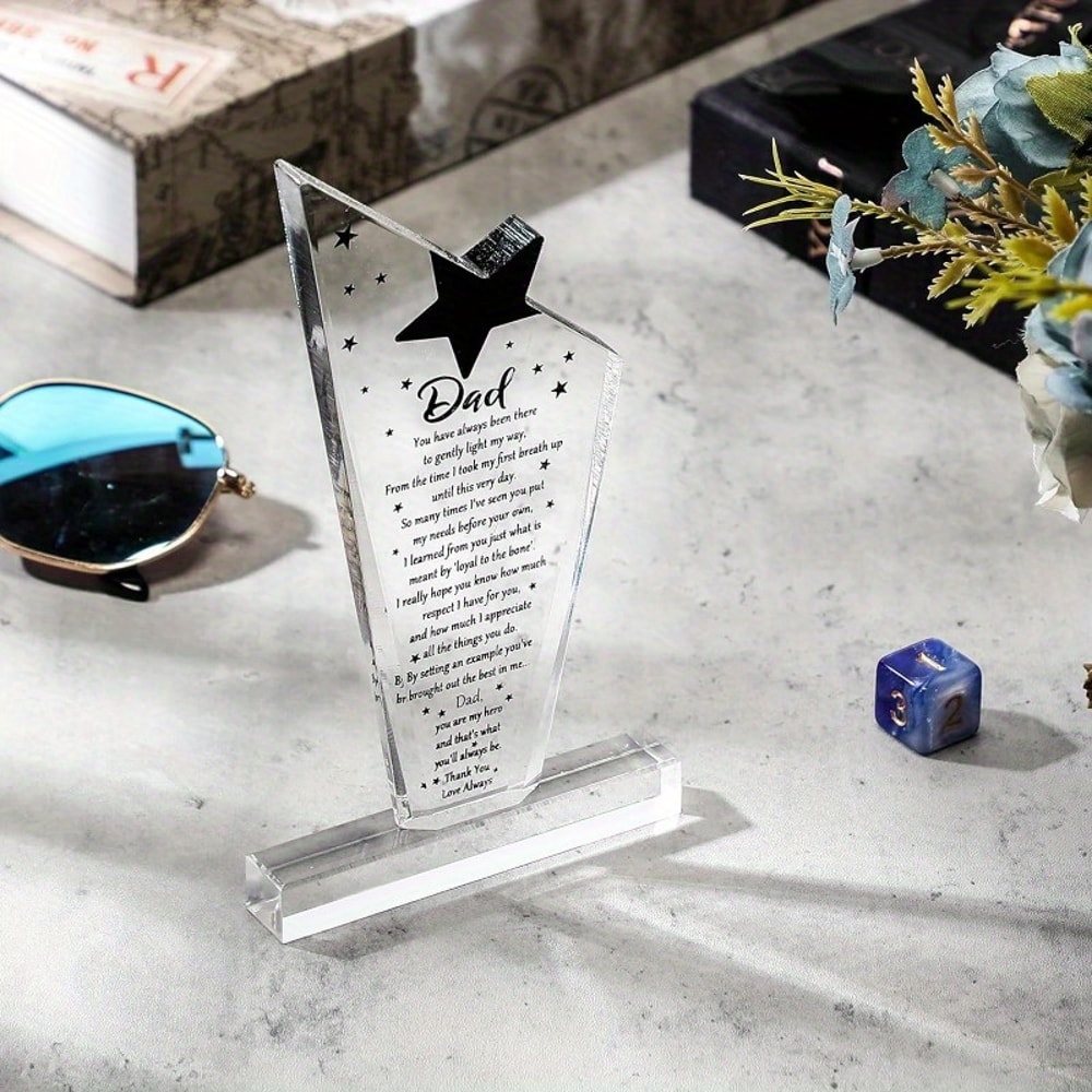 Sympathy Thankful Quotes Dad Acrylic Gift, Stylish Table Decor for Father's Day from Son/Daughter