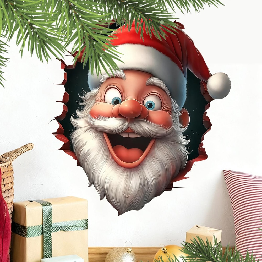 Winter Holiday Peel and Stick Funny Christmas Cartoon Decals, Home Decor Stickers