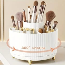 multi-functional holder for brushes, cosmetic storage with compartments, makeup organizer for home