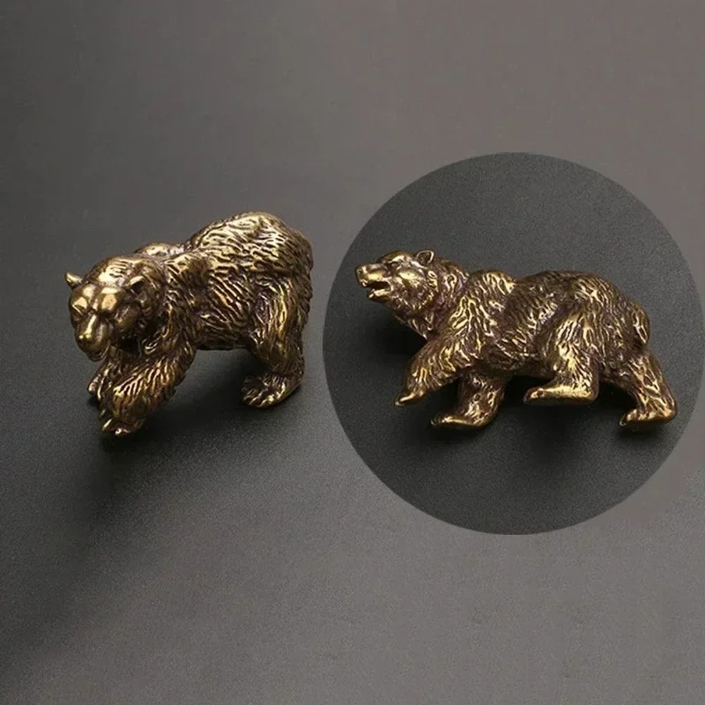 Brass Polar Bear Statue, Vintage Copper Animal Craft, Mini Tea Table Pet Accessories