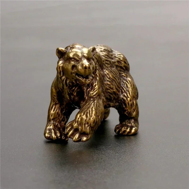 Brass Polar Bear Statue, Vintage Copper Animal Craft, Mini Tea Table Pet Accessories