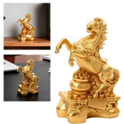 feng shui horse zodiac animal sculpture, wealth fortune ornament for desktop, bookshelf decor