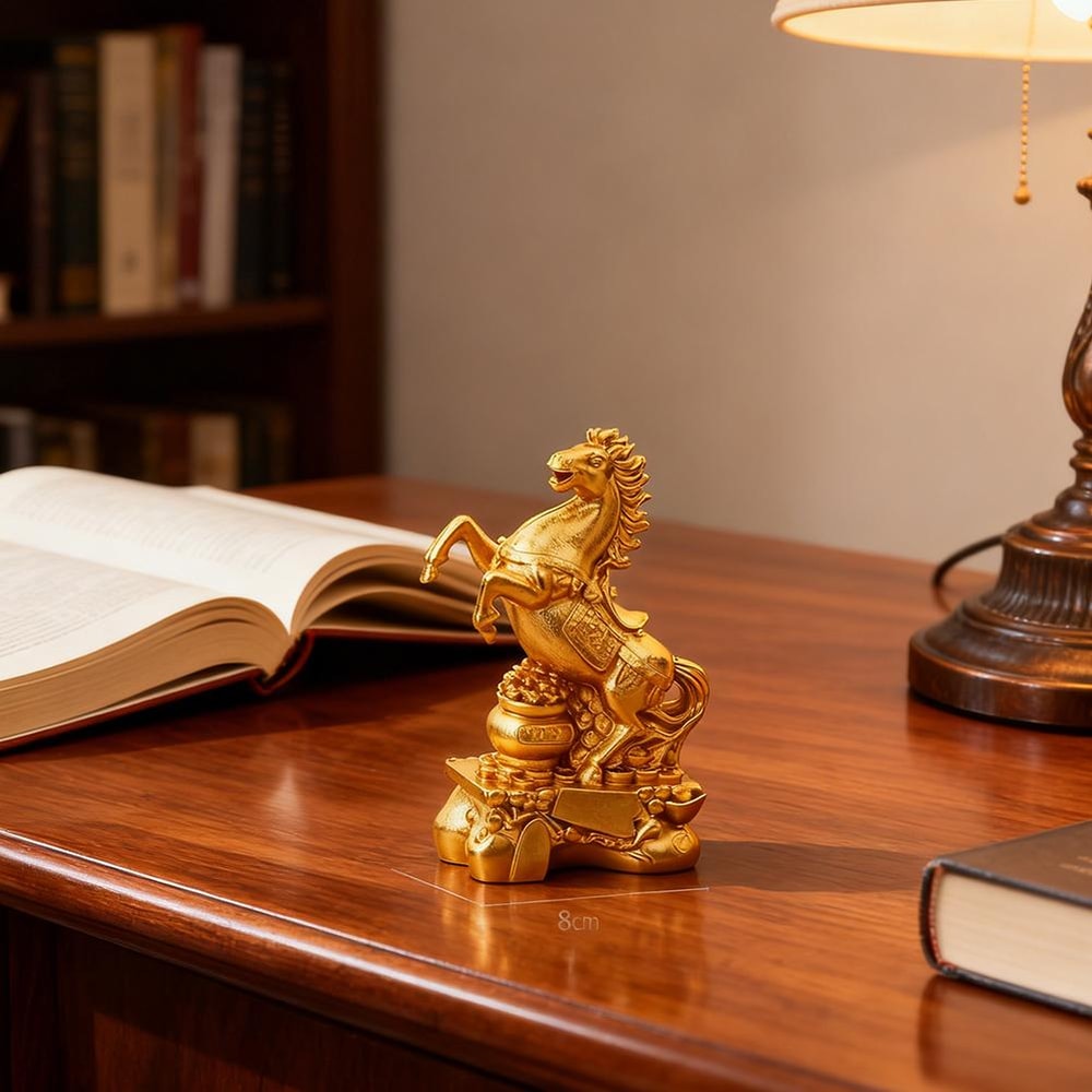 Feng Shui Horse Zodiac Animal Sculpture, Wealth Fortune Ornament for Desktop, Bookshelf Decor
