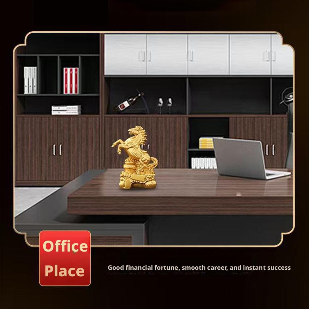Feng Shui Horse Zodiac Animal Sculpture, Wealth Fortune Ornament for Desktop, Bookshelf Decor