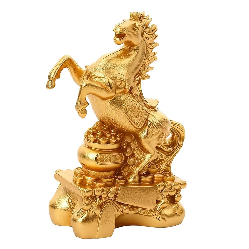 Feng Shui Horse Zodiac Animal Sculpture, Wealth Fortune Ornament for Desktop, Bookshelf Decor